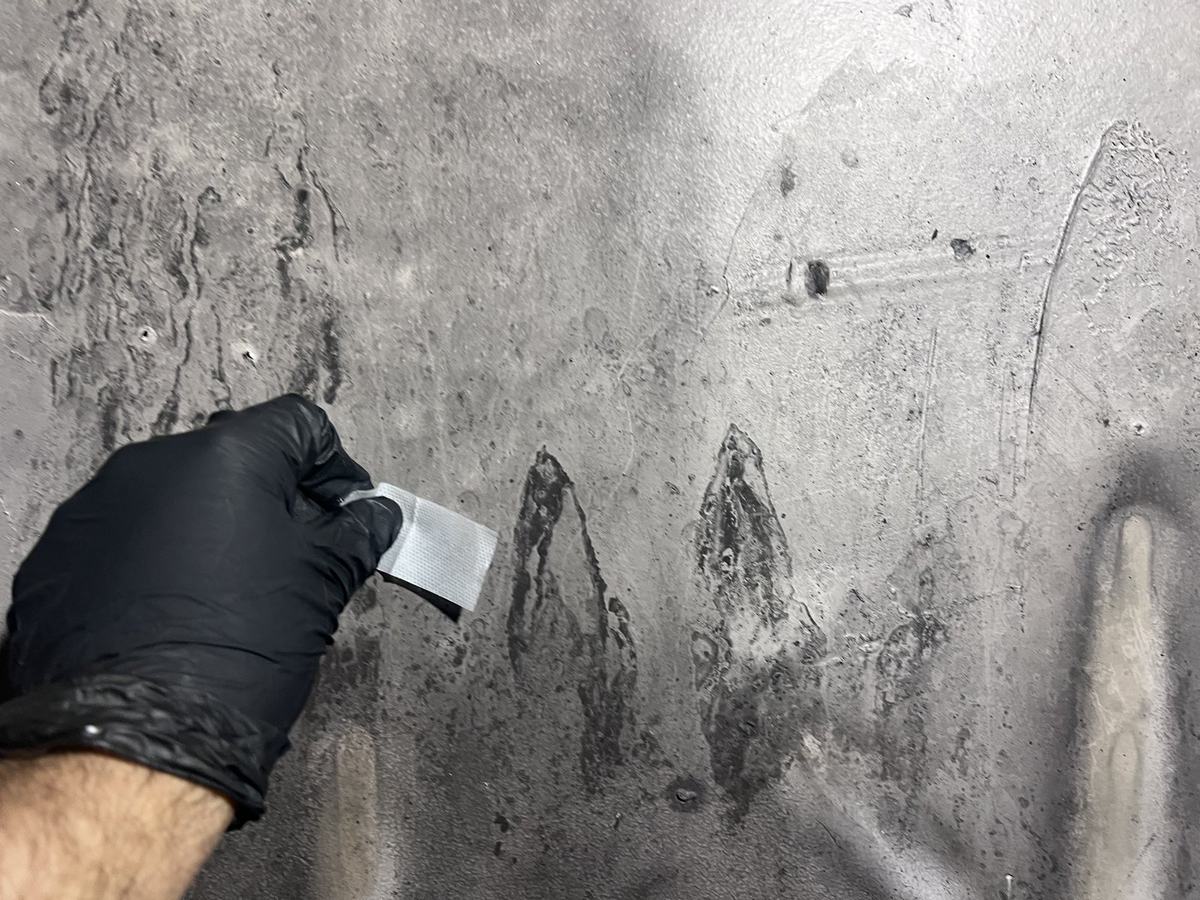 Wipe sample of soot on a wall