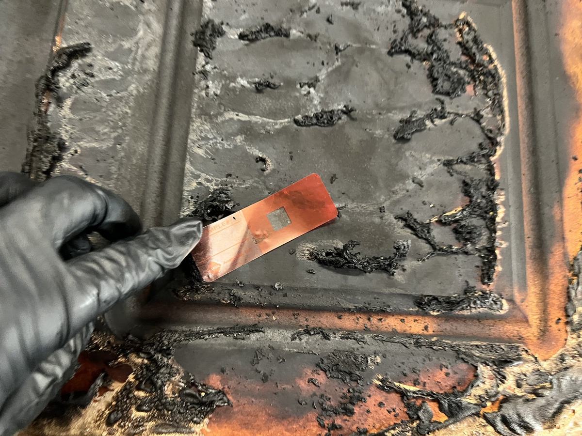 Tape-lift sample on a burned surface