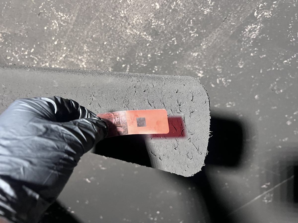 Tape-lift sample on a soot-covered surface